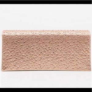 Jewel Embellished Blush Flap-over Clutch